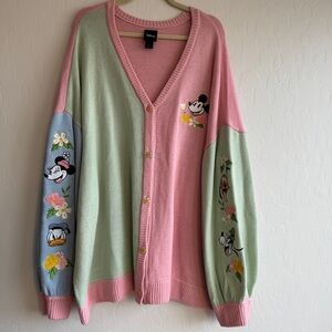 Disney Hot Topic Pastel Colorblock Cardigan Mickey Minnie Sweater Plus Size 5
